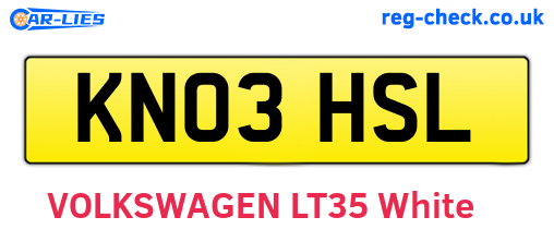 KN03HSL are the vehicle registration plates.