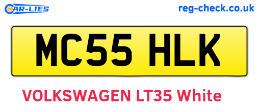 MC55HLK are the vehicle registration plates.