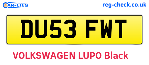 DU53FWT are the vehicle registration plates.