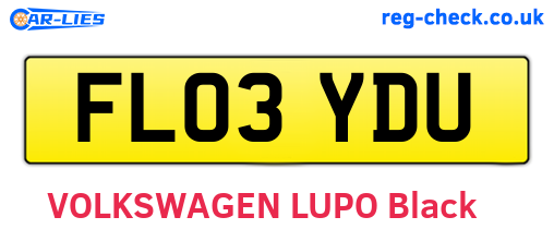 FL03YDU are the vehicle registration plates.