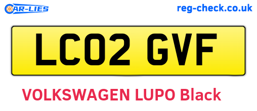 LC02GVF are the vehicle registration plates.
