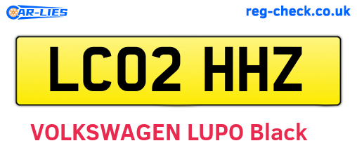 LC02HHZ are the vehicle registration plates.