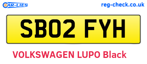 SB02FYH are the vehicle registration plates.