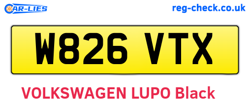 W826VTX are the vehicle registration plates.