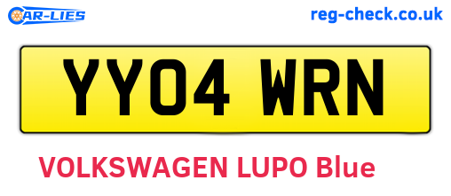YY04WRN are the vehicle registration plates.