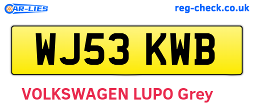 WJ53KWB are the vehicle registration plates.