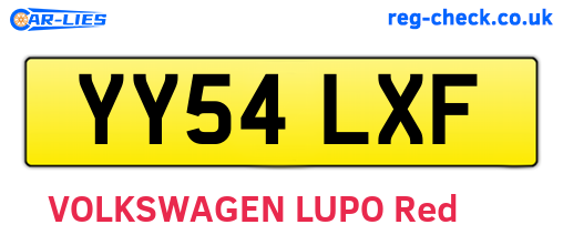 YY54LXF are the vehicle registration plates.