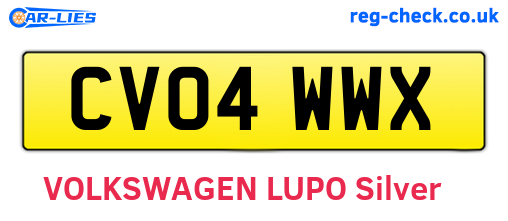 CV04WWX are the vehicle registration plates.