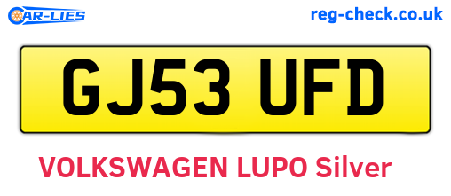 GJ53UFD are the vehicle registration plates.