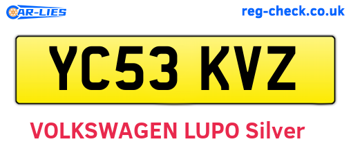 YC53KVZ are the vehicle registration plates.