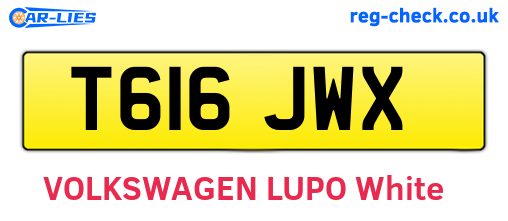 T616JWX are the vehicle registration plates.