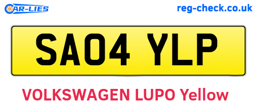 SA04YLP are the vehicle registration plates.