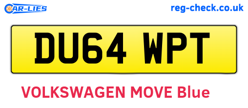 DU64WPT are the vehicle registration plates.