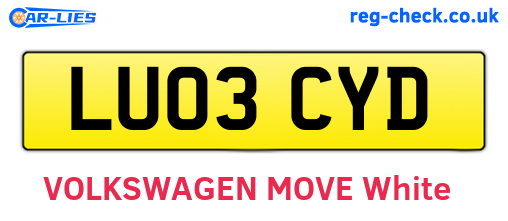 LU03CYD are the vehicle registration plates.