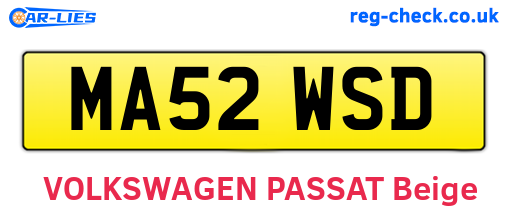 MA52WSD are the vehicle registration plates.
