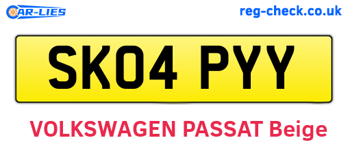 SK04PYY are the vehicle registration plates.
