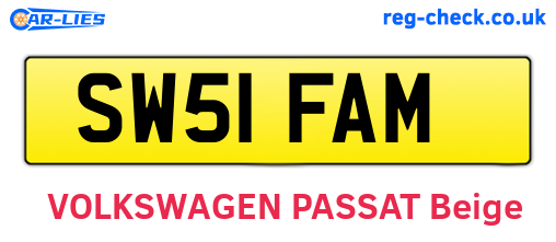 SW51FAM are the vehicle registration plates.