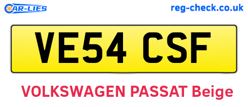 VE54CSF are the vehicle registration plates.