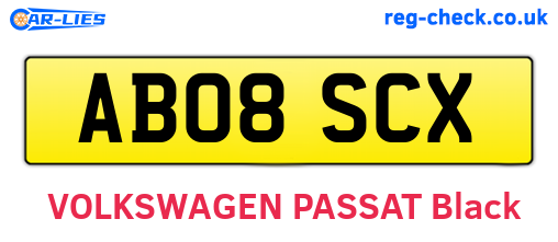 AB08SCX are the vehicle registration plates.