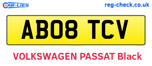 AB08TCV are the vehicle registration plates.