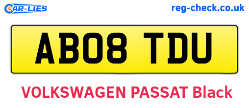 AB08TDU are the vehicle registration plates.