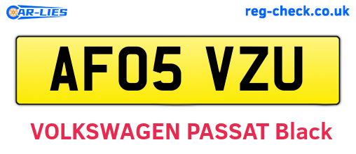AF05VZU are the vehicle registration plates.