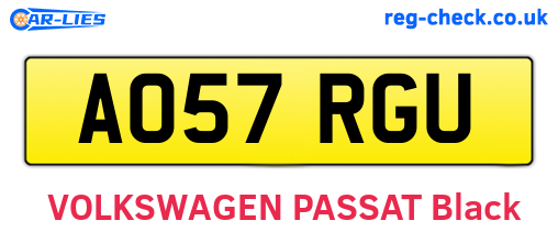 AO57RGU are the vehicle registration plates.