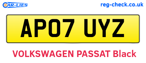 AP07UYZ are the vehicle registration plates.