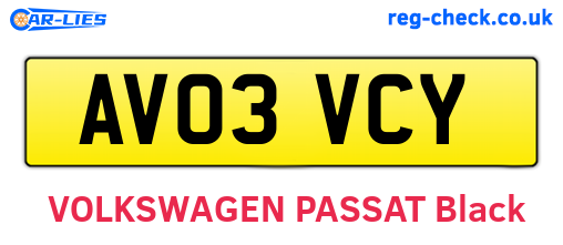 AV03VCY are the vehicle registration plates.