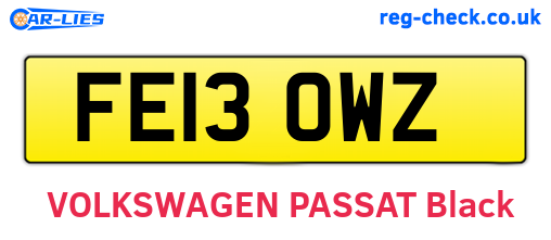 FE13OWZ are the vehicle registration plates.