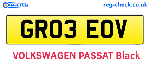 GR03EOV are the vehicle registration plates.