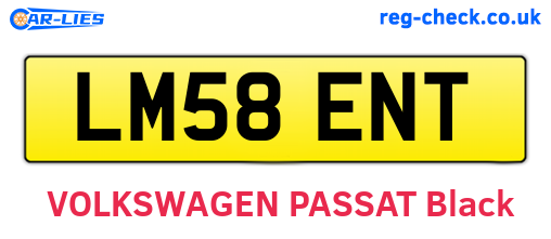 LM58ENT are the vehicle registration plates.