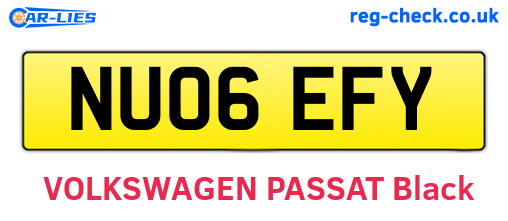 NU06EFY are the vehicle registration plates.