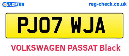 PJ07WJA are the vehicle registration plates.
