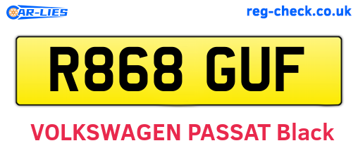 R868GUF are the vehicle registration plates.