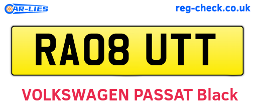 RA08UTT are the vehicle registration plates.