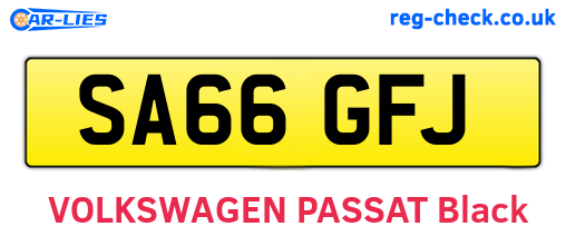 SA66GFJ are the vehicle registration plates.
