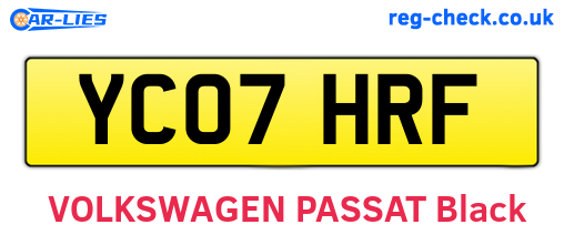 YC07HRF are the vehicle registration plates.
