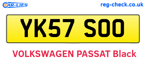 YK57SOO are the vehicle registration plates.