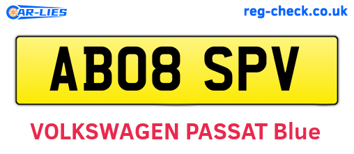 AB08SPV are the vehicle registration plates.