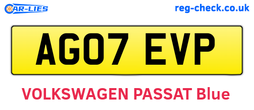 AG07EVP are the vehicle registration plates.