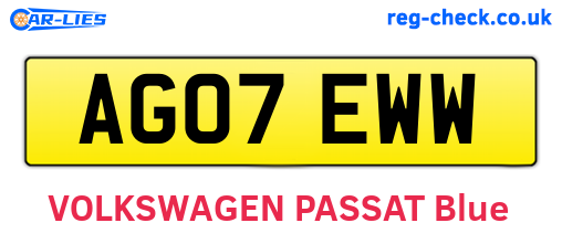 AG07EWW are the vehicle registration plates.