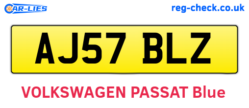 AJ57BLZ are the vehicle registration plates.