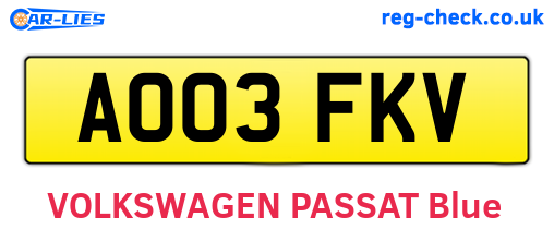 AO03FKV are the vehicle registration plates.