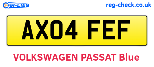 AX04FEF are the vehicle registration plates.