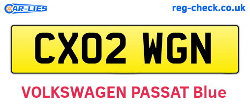 CX02WGN are the vehicle registration plates.