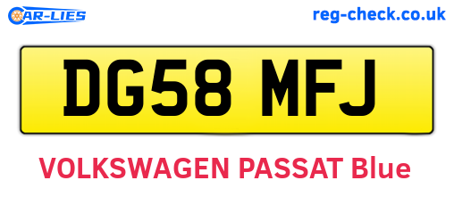 DG58MFJ are the vehicle registration plates.