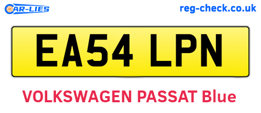 EA54LPN are the vehicle registration plates.