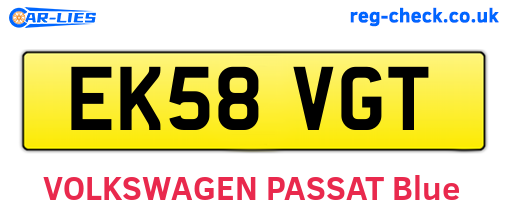EK58VGT are the vehicle registration plates.