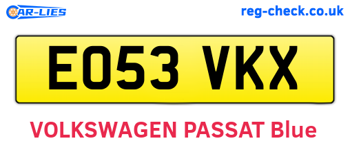 EO53VKX are the vehicle registration plates.